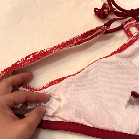 SHEIN Women’s Tribal Aztec Geometric Halter Top High Waist Bikini - red, size L - Picture 7 of 10